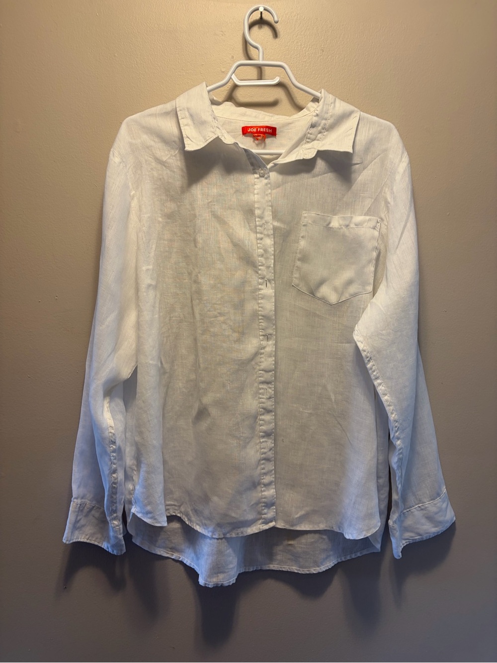 Joe Fresh 100% Linen Shirt Linen Button Down Shirt in White